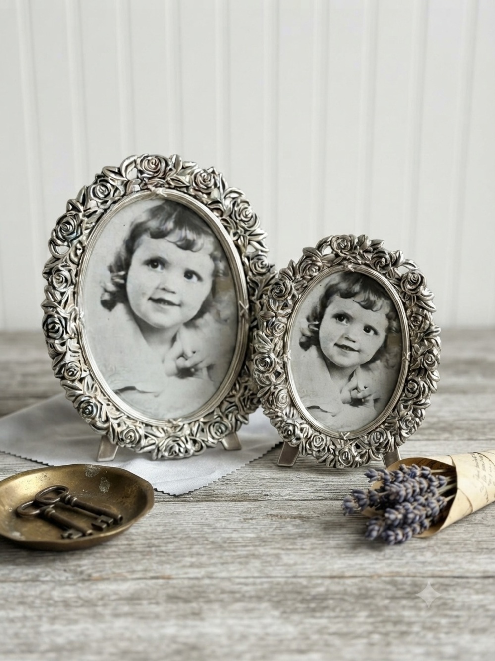 Burnes Of Boston Silver Floral Oval Picture Frames - Set of 2